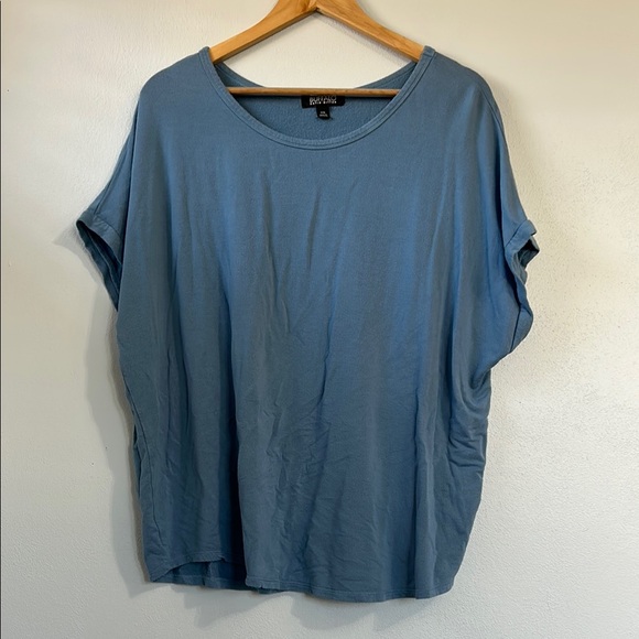 Buffalo David Bitton Tops - Blue Cuffed Sleeve Boxy Tee